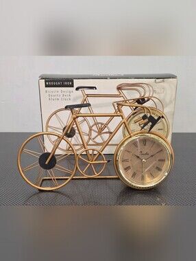 Wrought Iron Gold Bicycle Design Quartz Desk Alarm Clock - Studio